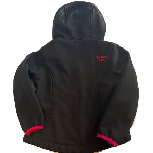 REEBOK Girls Black with Fuchsia Pink Ski Snow Jacket Hooded Zip Size 4T - Picture 2 of 8